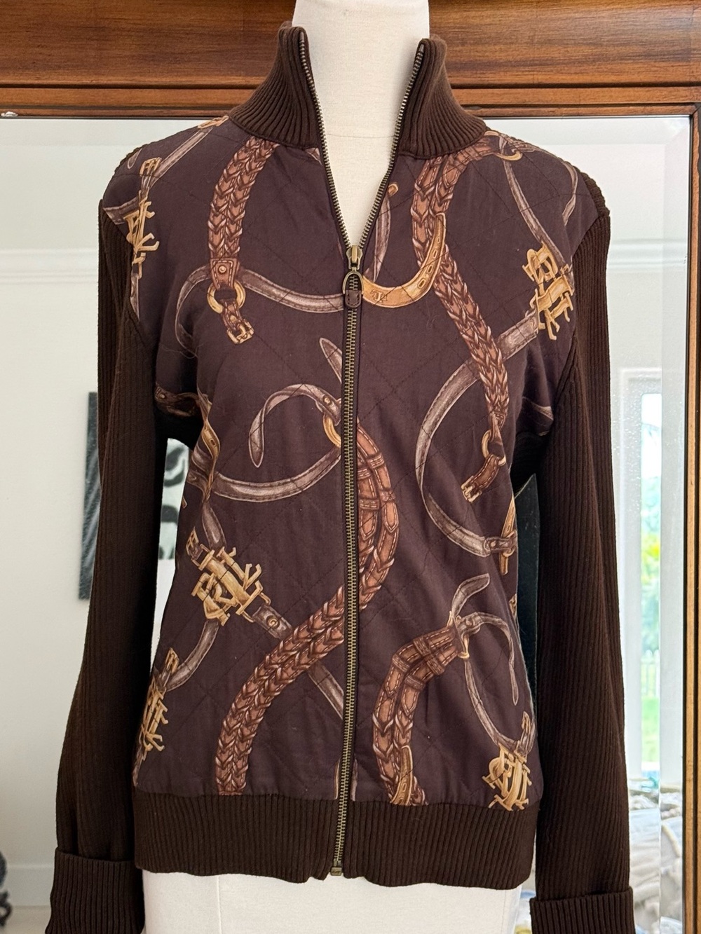 Ralph Lauren Vintage Equestrian zip up sweater  Women’s  Size Large